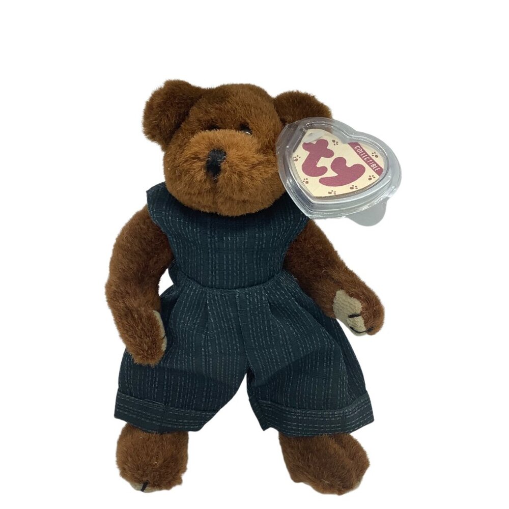 Ty Collectible Henry Bear Plush Tag‎ Style 6005 Brown Fur Striped Outfit 8"